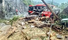 Landslide bus horror kills six people and injures 19 on popular tourist route