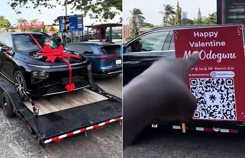 “Happy Valentine’s My Odogwu” – Woman Surprises Husband With New Car [Video]